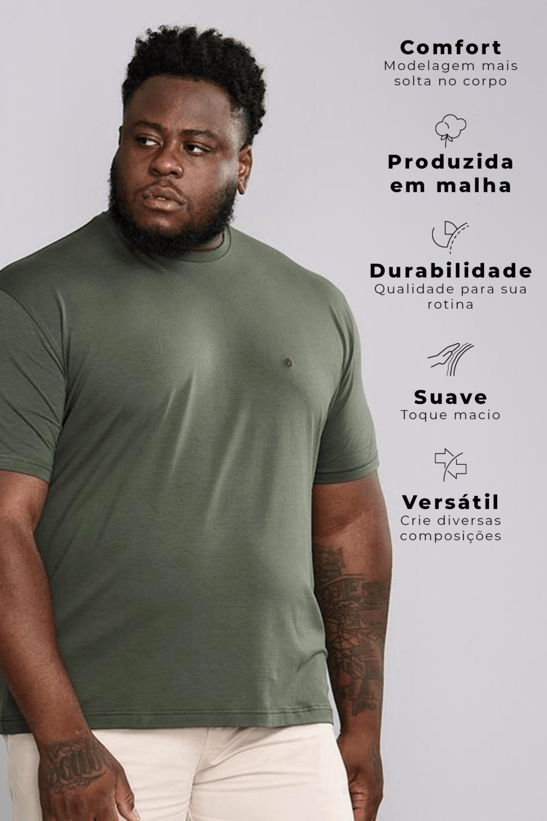 Vista 3 HIGHSTIL Camiseta Manga Curta Comfort Malha Básica Escuro verde HIGHSTIL verde