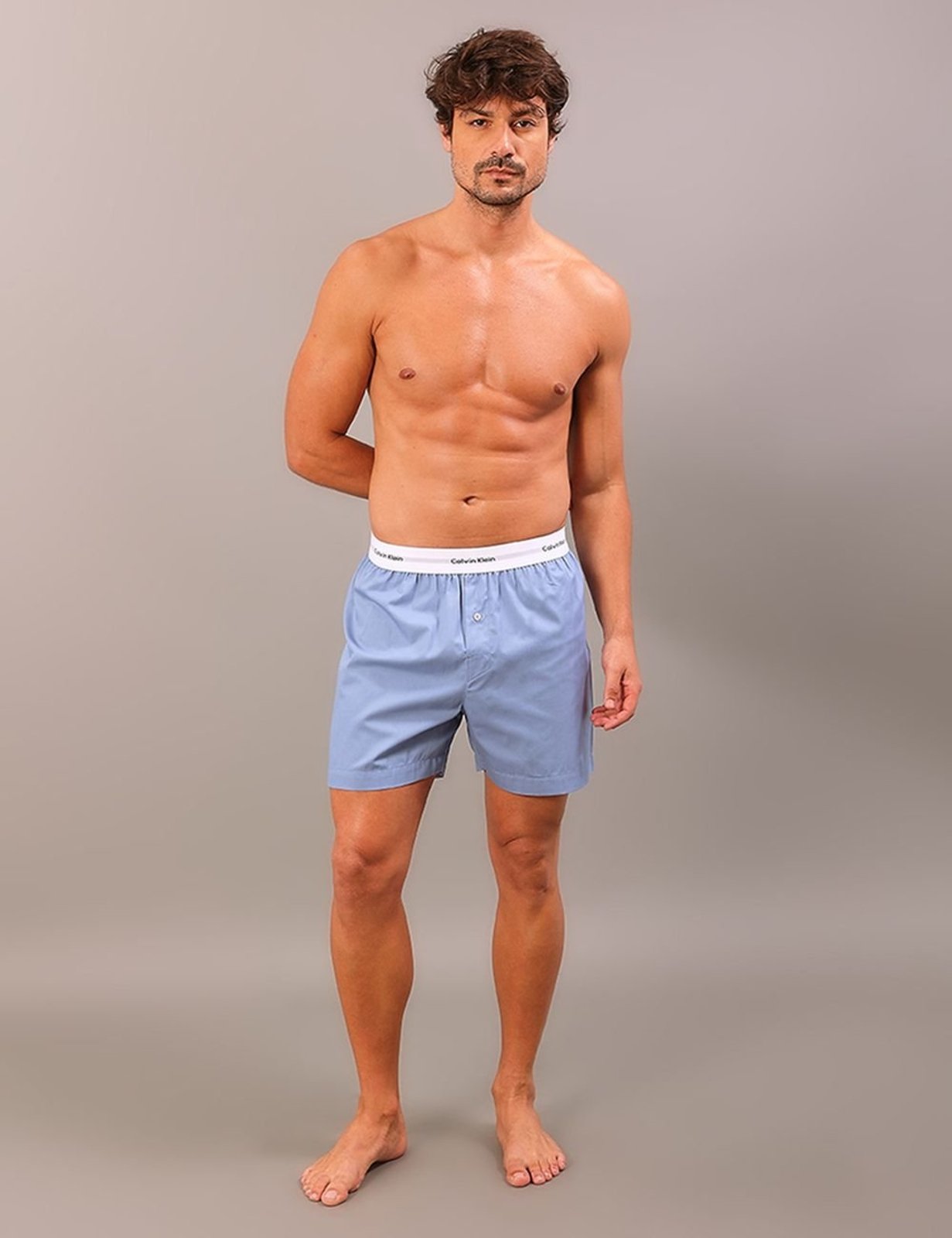 Cueca Samba Canção Tricoline Lisa - Azul Médio Calvin Klein Jeans