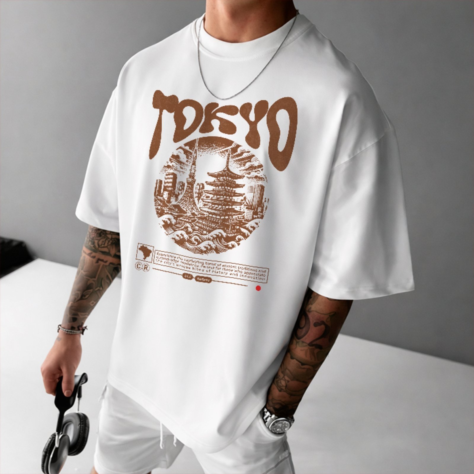 Camiseta Oversized Tokyo Japão Estilo Street Oriental Unissex Branco