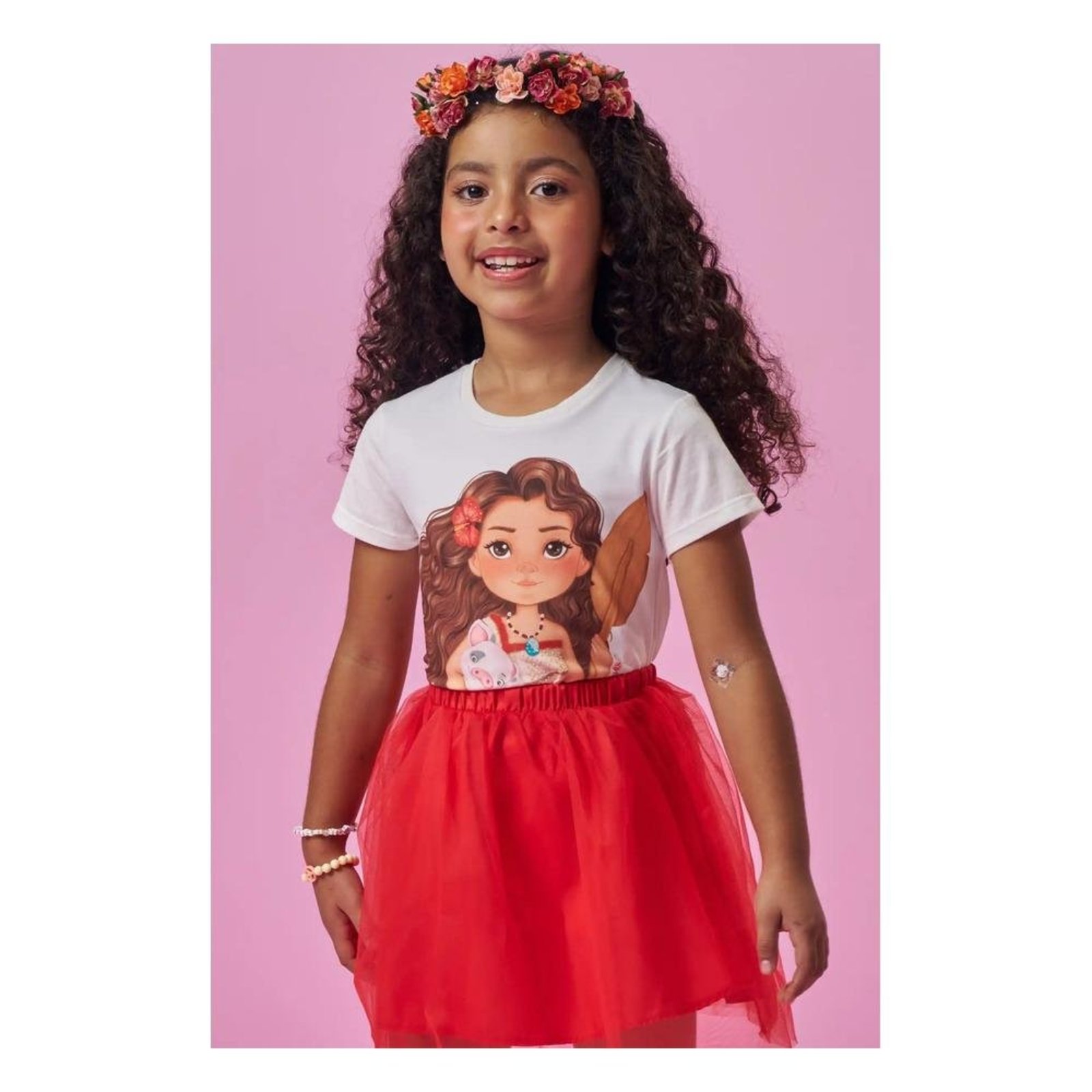 Infantil - Blusa Menina Estampado Moana Kukiê 10 Unico