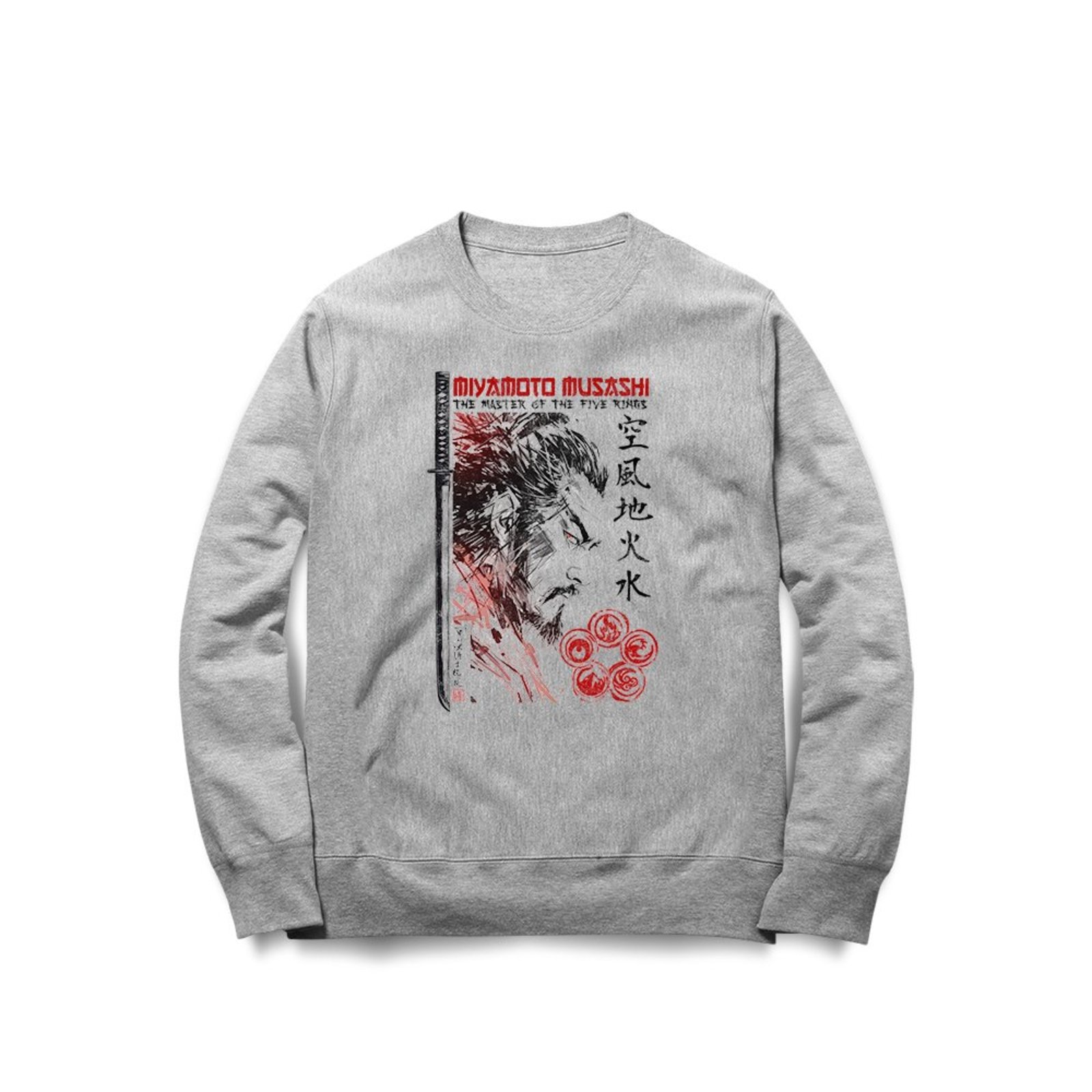 Moletom Miyamoto Musashi - Mescla Cinza - Casual - Studio Geek