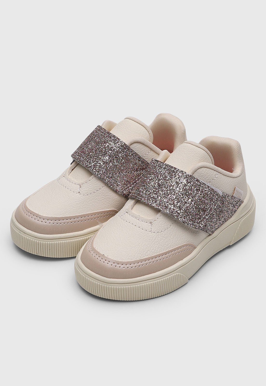 Infantil - Tênis Klin Com Detalhe em Glitter Bege