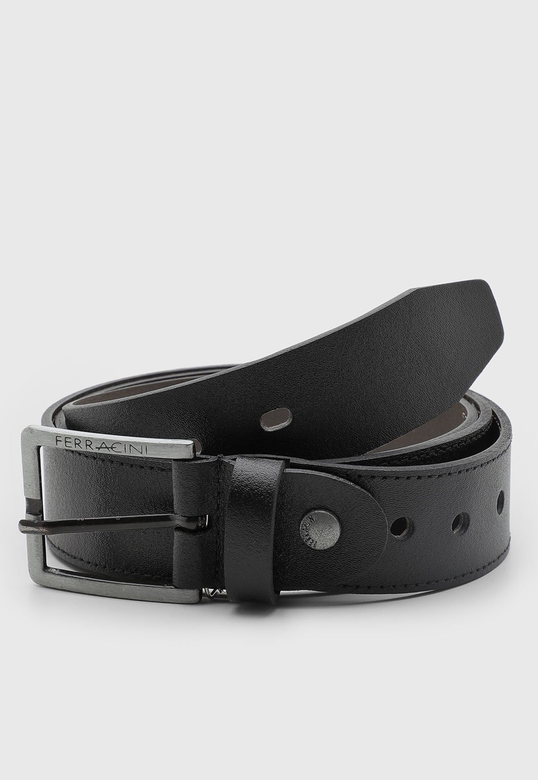 Cinto Masculino Ferracini Fivela Metalizada Couro Preto