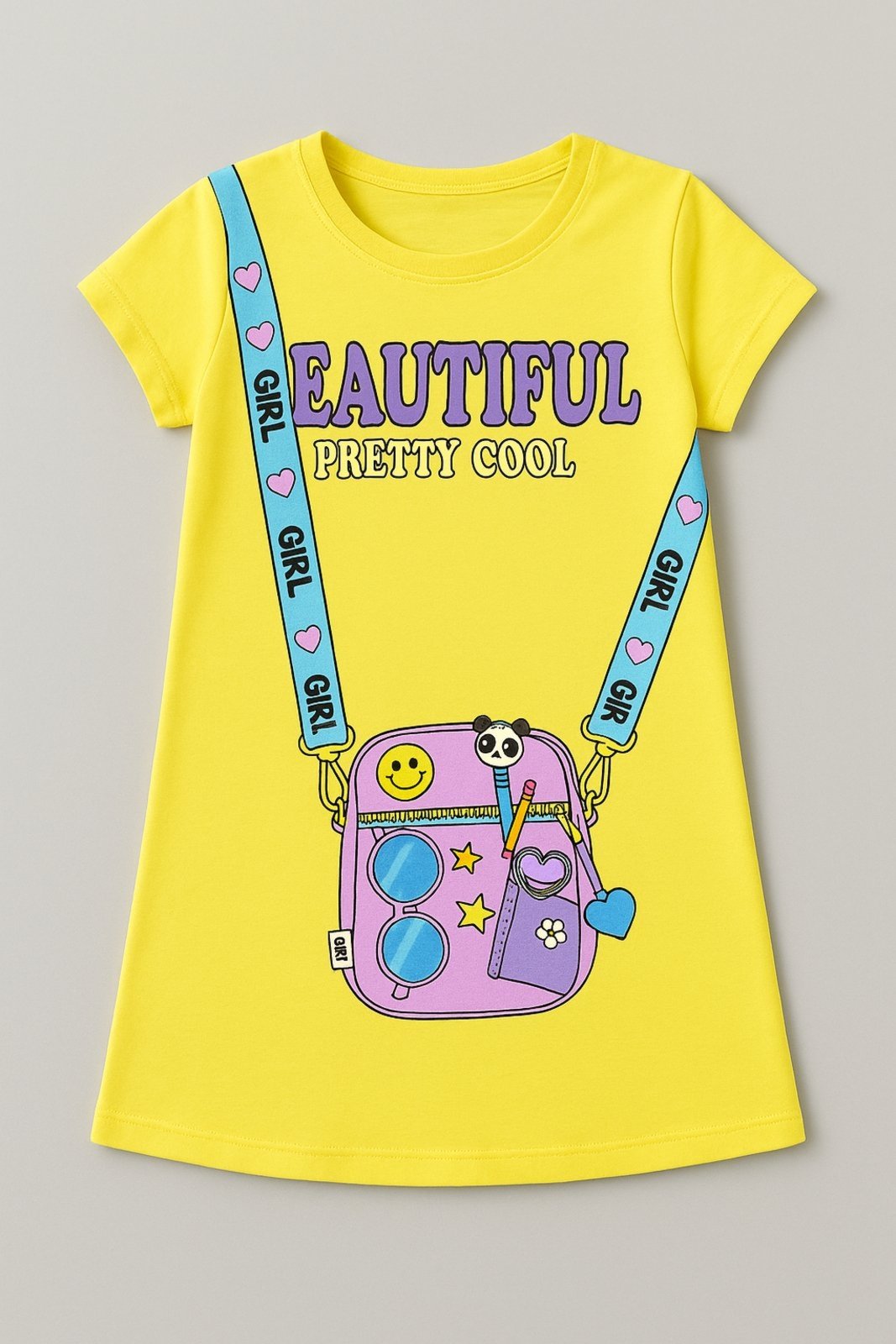 Vista 2 Infantil - Vestido Verão Feminino Beautiful Pretty Cool Mega - Amarelo Mega Kids unico Mega Kids unico