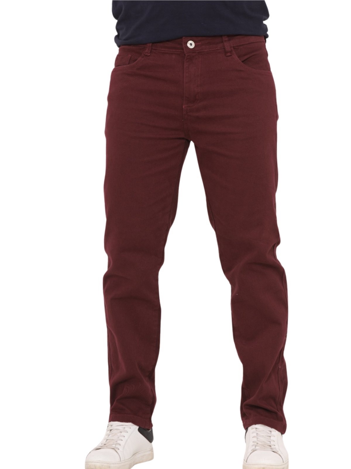 Calça Masculina Jeans Light Slim Fit em Sarja Vinho