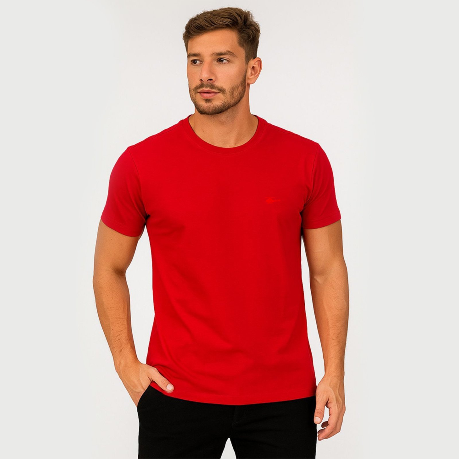Camiseta Masculina Sallo Gola O Básica Premium Vermelho