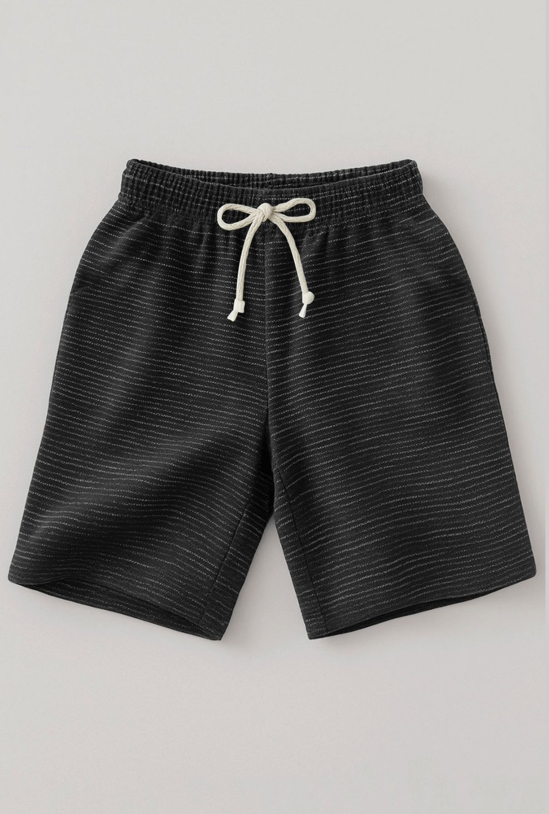 Infantil - Bermuda Short Moletinho com Cadarço Rajado Preto - 3 ao 14 - Look