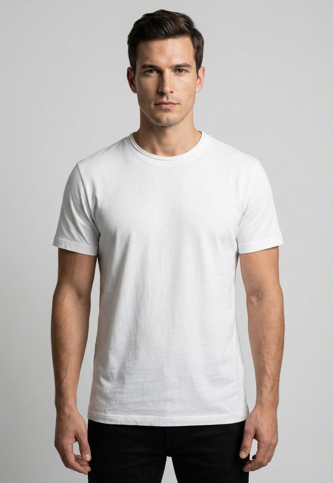 Camiseta Masculina Calvin Klein Jeans Gola Dupla Branca