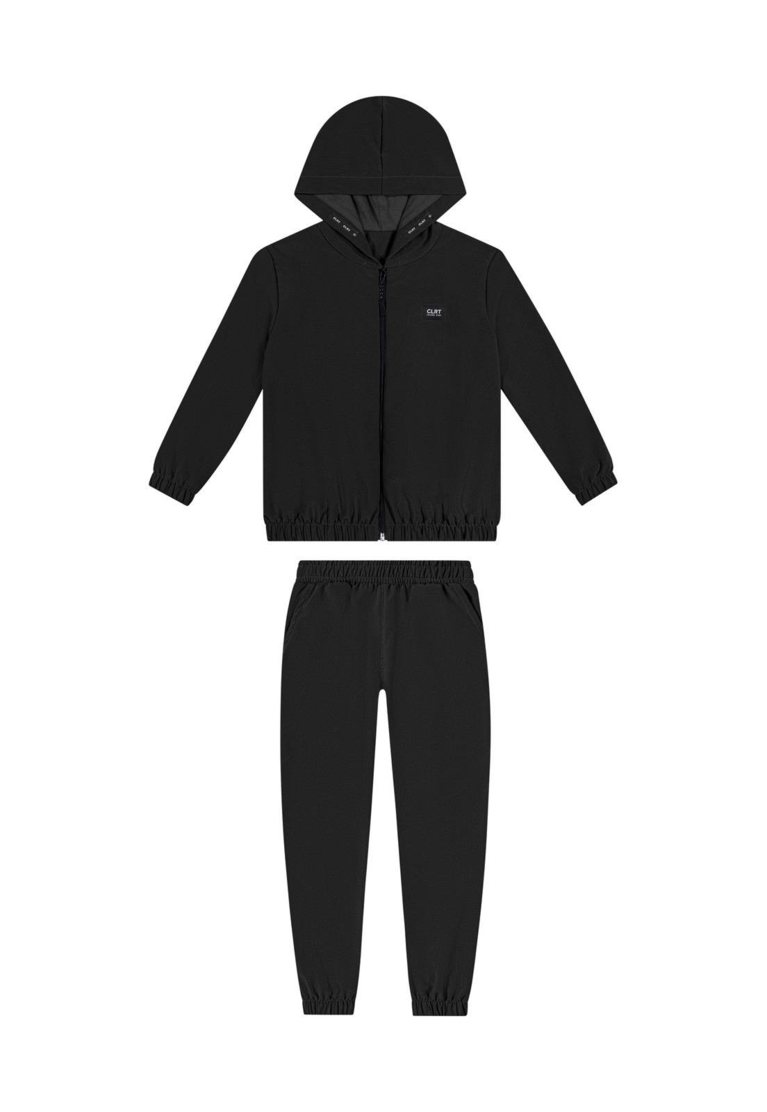Infantil - Conjunto Longo Preto Menino Moletom Colorittá 10 Preto