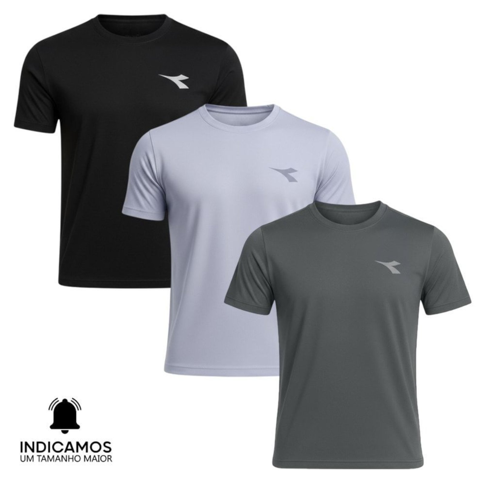 Kit 3 Camisetas Diadora Small Logo Masculina - Preto - diadora