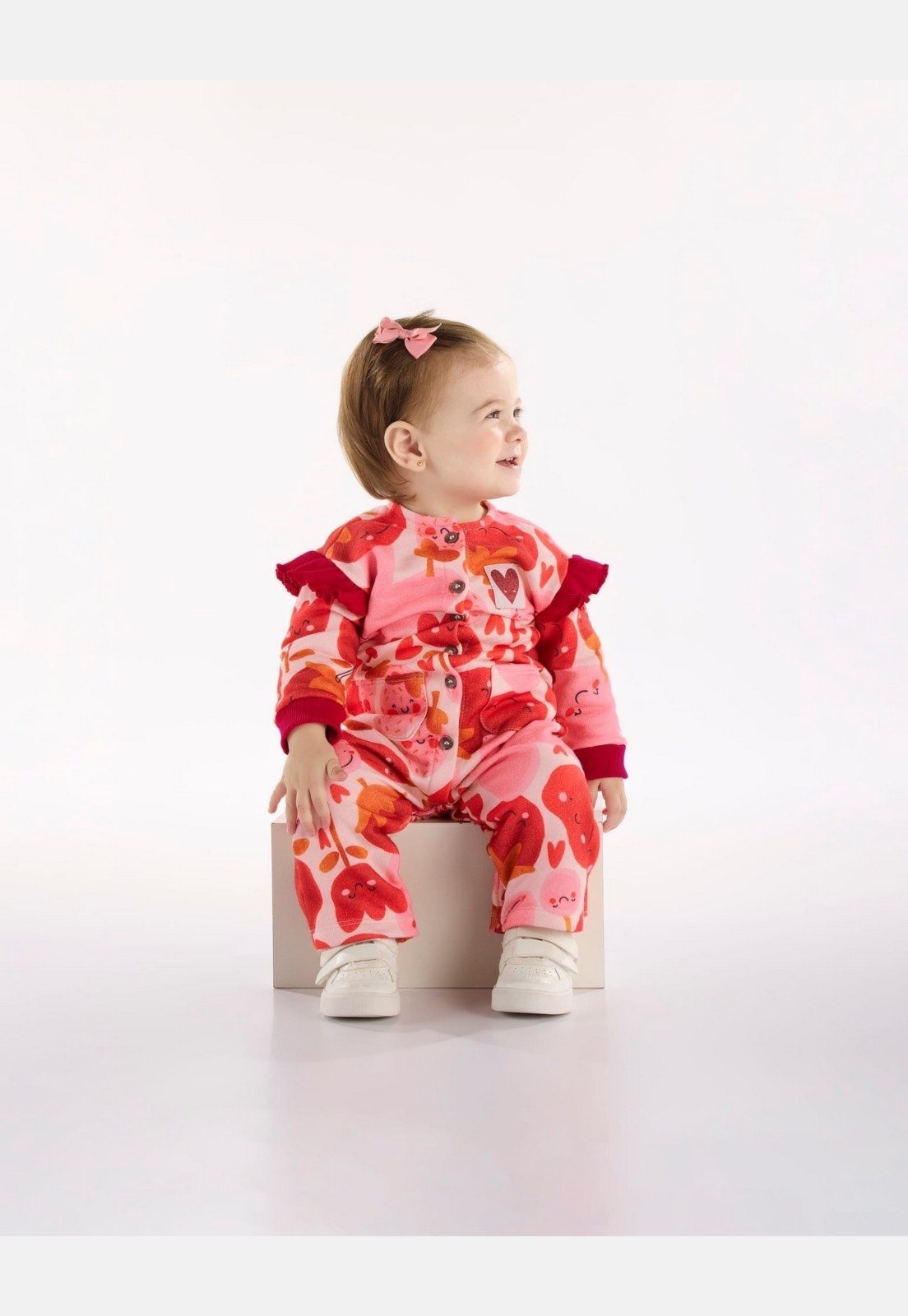 Infantil - Macacão Menina Frutas Vermelhas Três e Já Vermelho