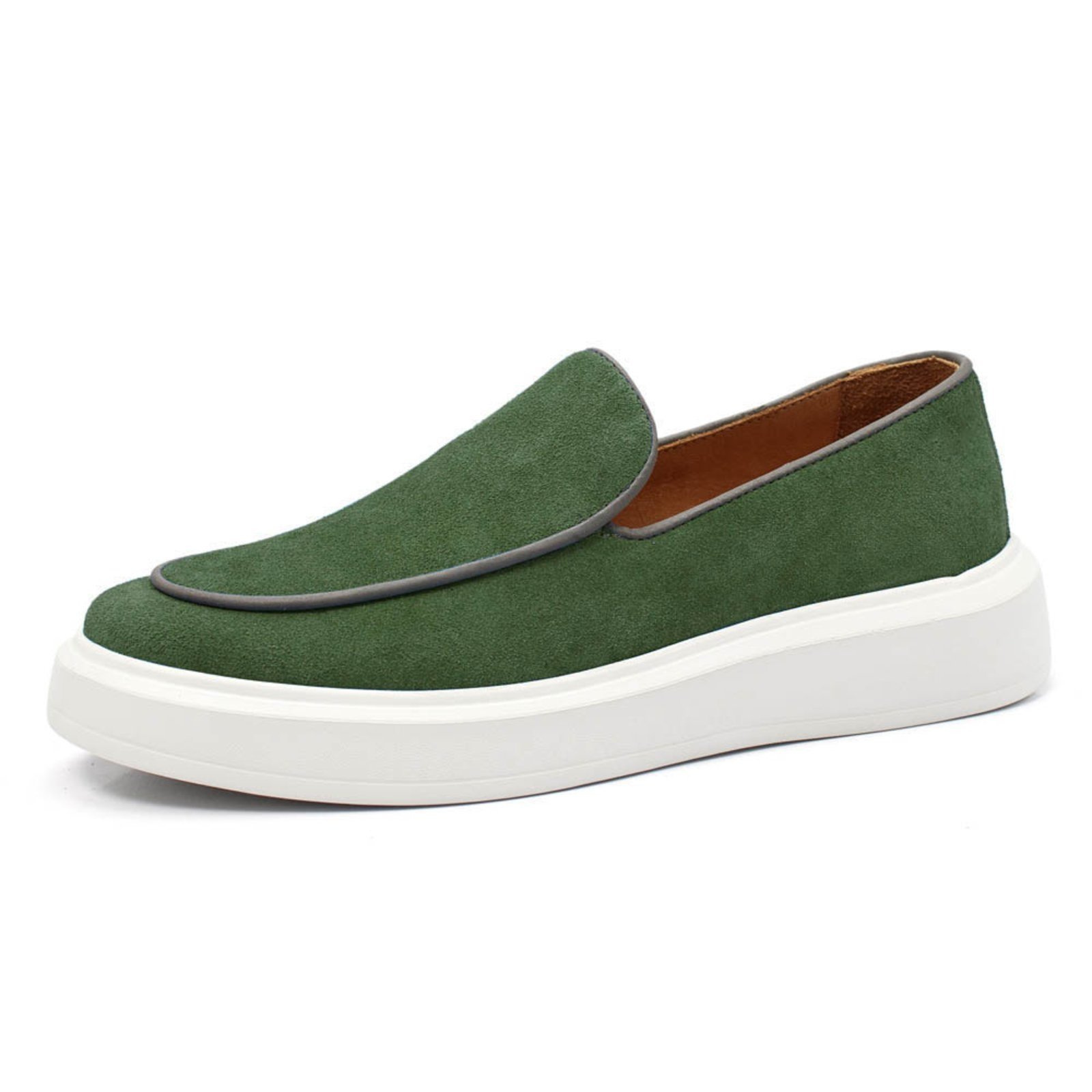 Loafer Masculino em Couro Forrado em Couro Com Palmilha em Couro Verde Escuro