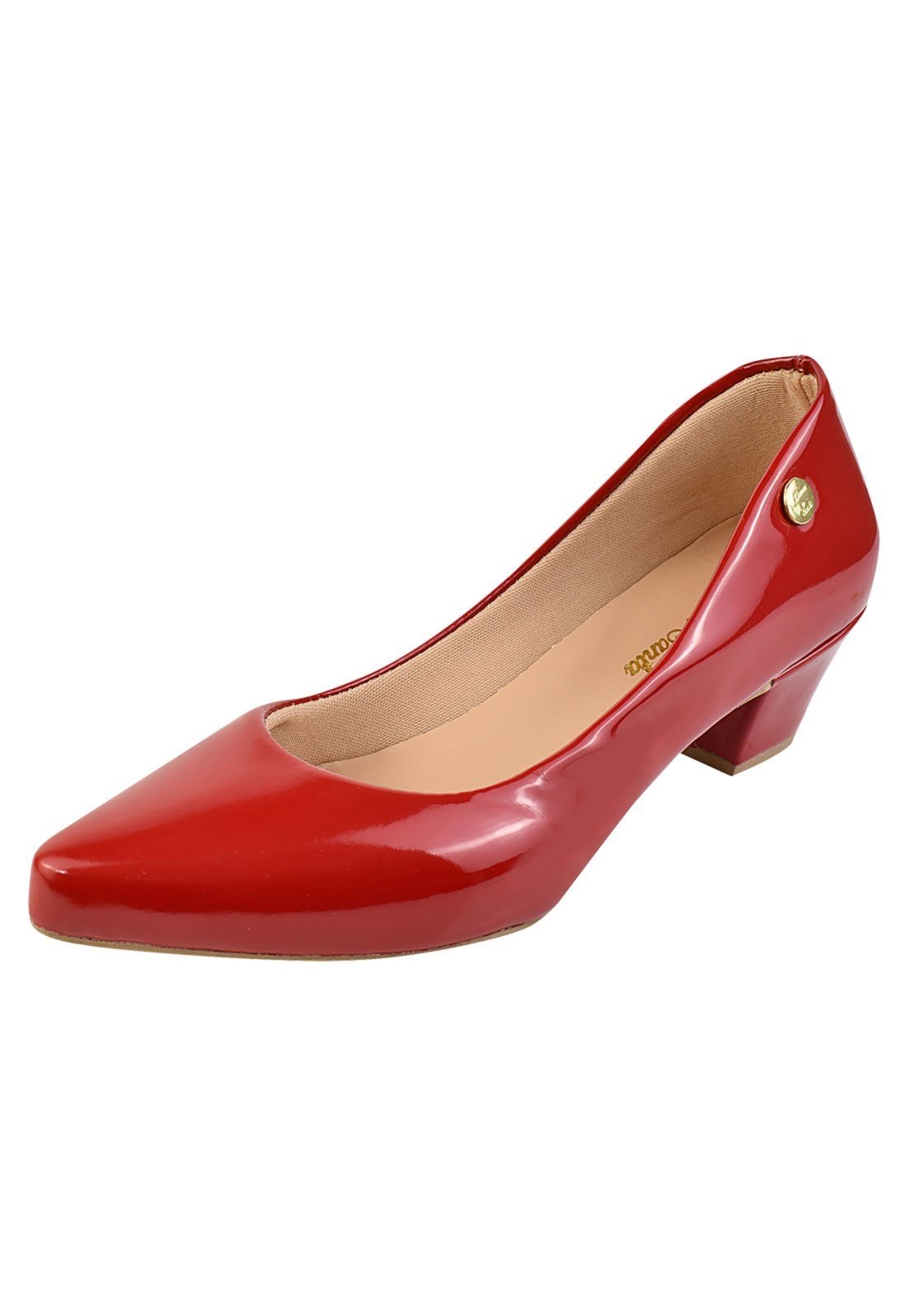 Scarpin Donna Santa Bico Fino Salto Baixo Vermelho