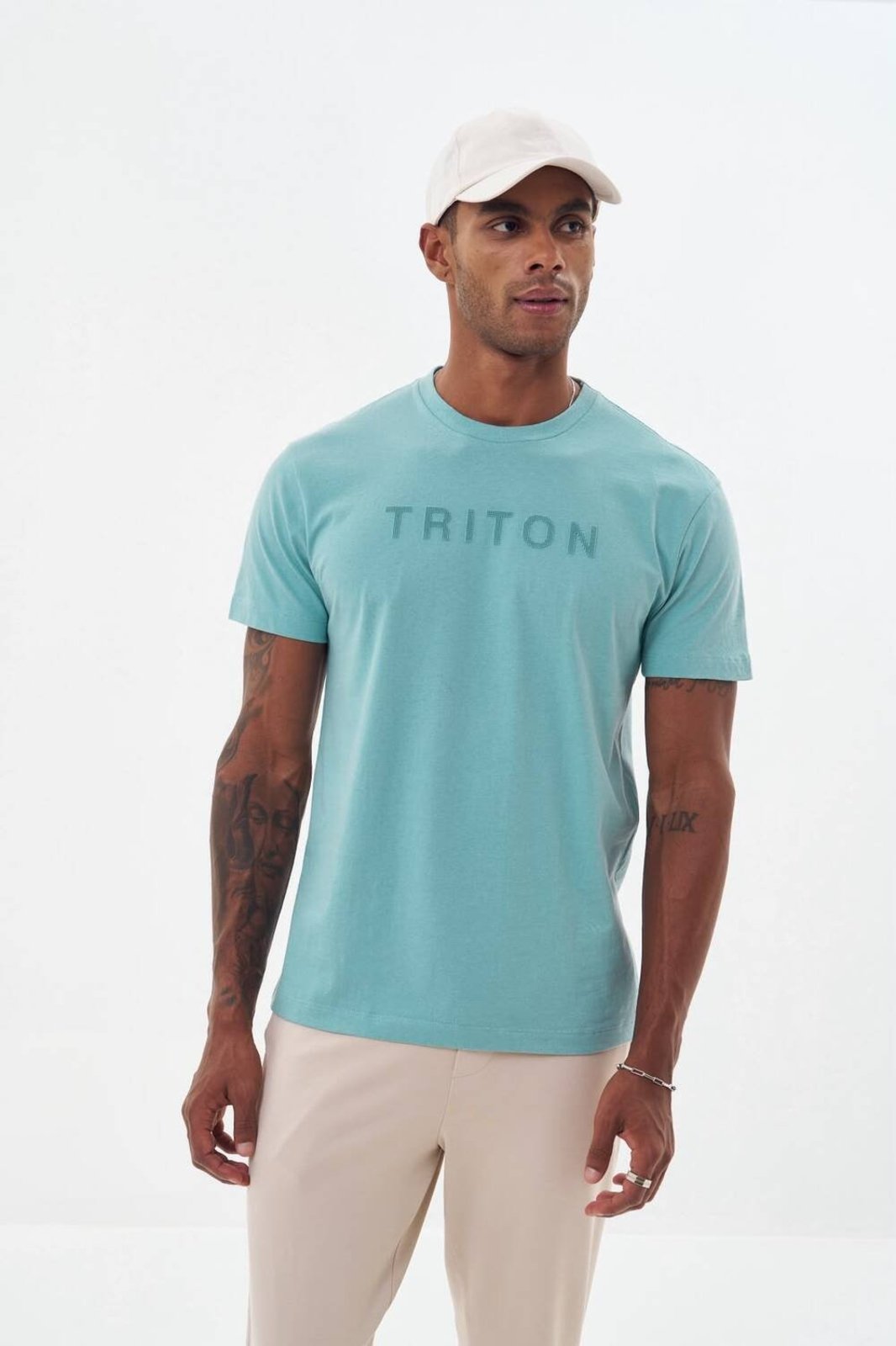 Camiseta Masculina com Estampa Frontal Triton Azul Cameo