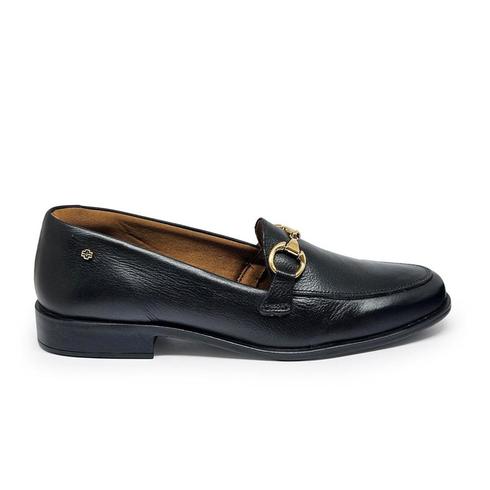 Mocassim Feminina LUN1007 Couro Preto Lustro Incolor