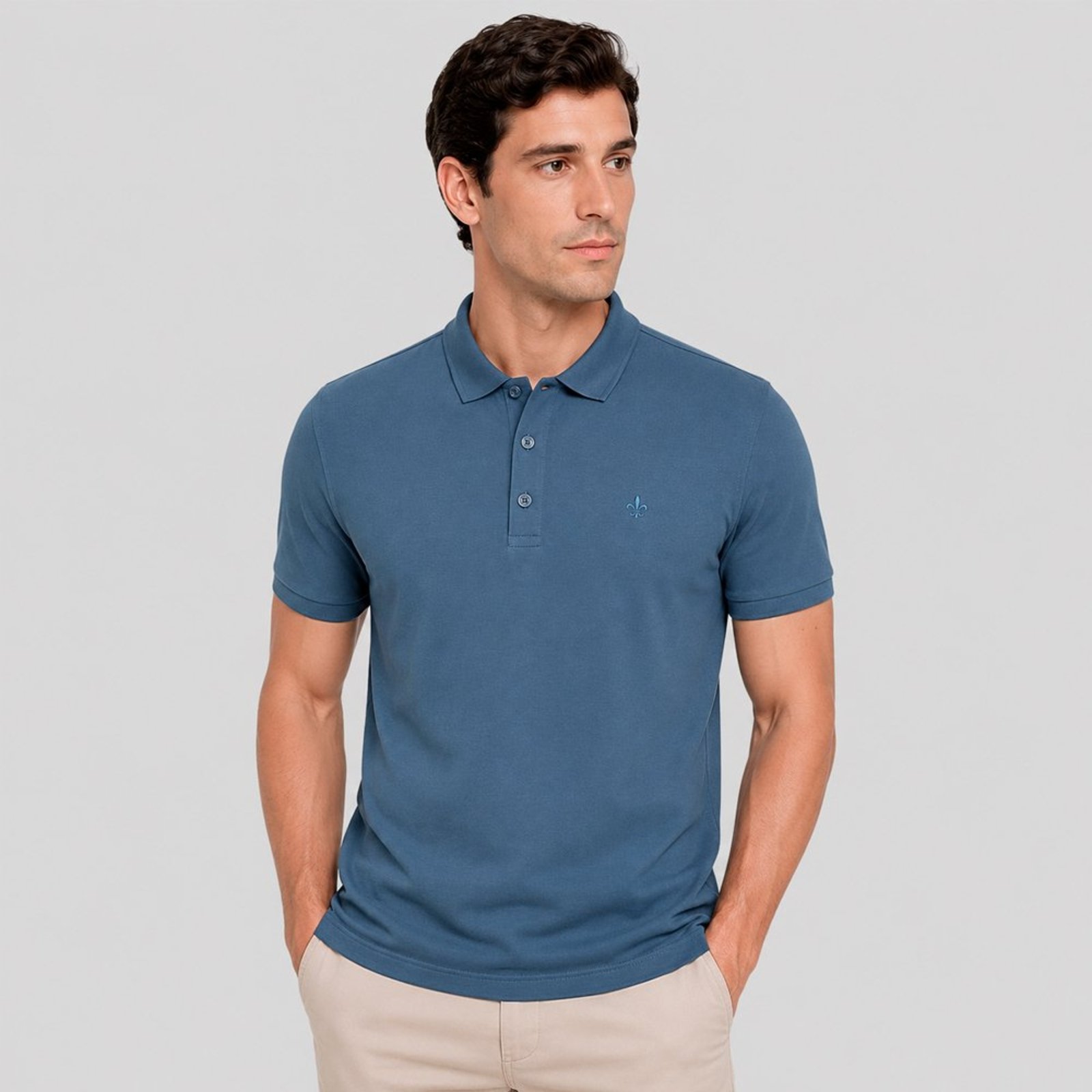 Camisa Polo Dudalina Essential Ve27 Azul Masculino