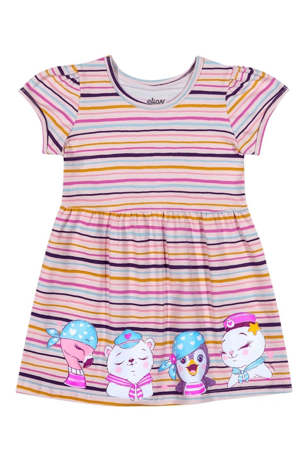 Vista 2 Infantil - Vestido Menina Listrado Curto Elian rosa Elian rosa