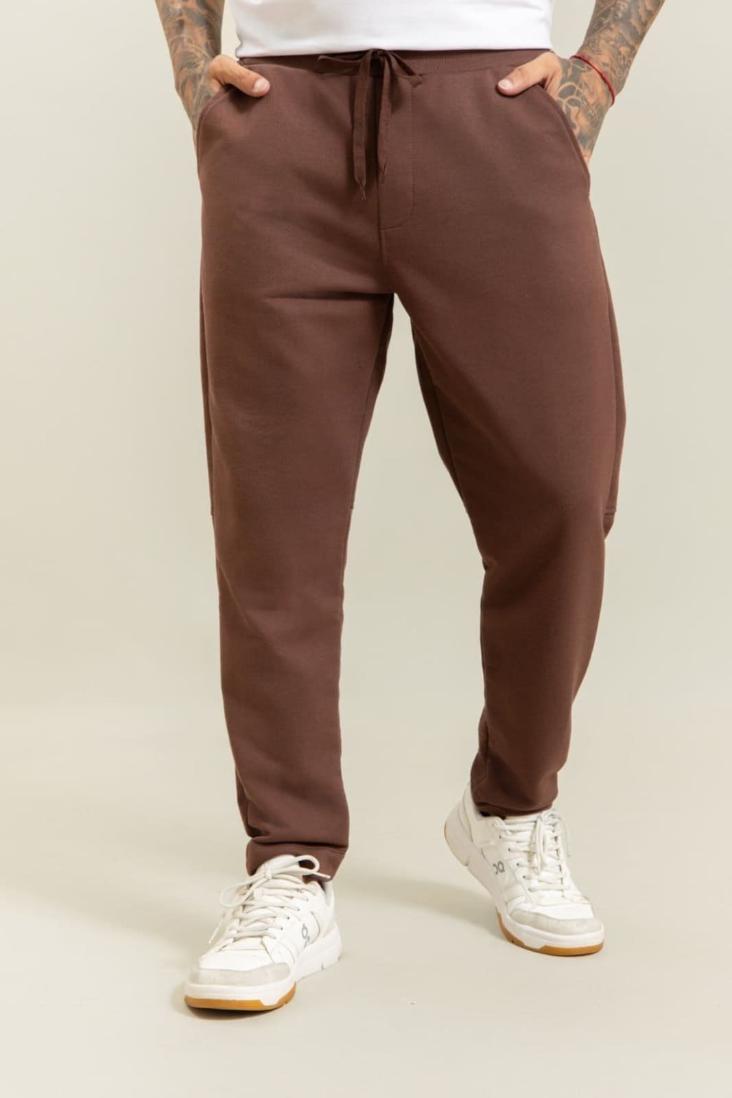 Calça Moletom Masculina Color Com Elástico e Cordão Dialogo Marrom