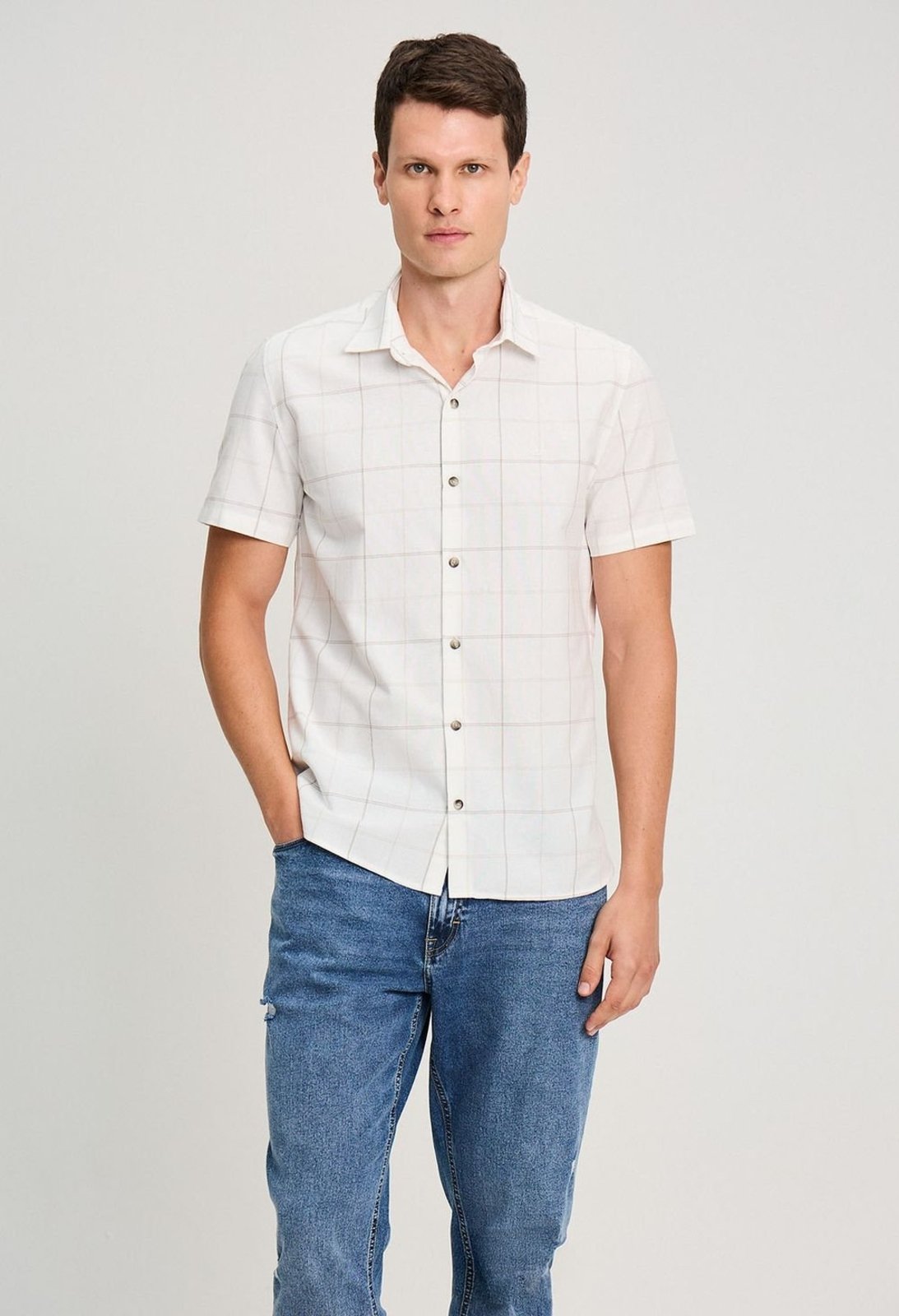 CAMISA DOCTHOS SLIM MANGA CURTA XADREZ CAMISA DOCTHOS SLIM MANGA CURTA XADREZ 115 OFF WHITE G