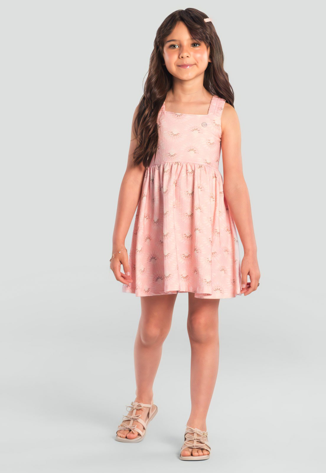 Infantil - Vestido Brandili Mundi Full Print Rosa