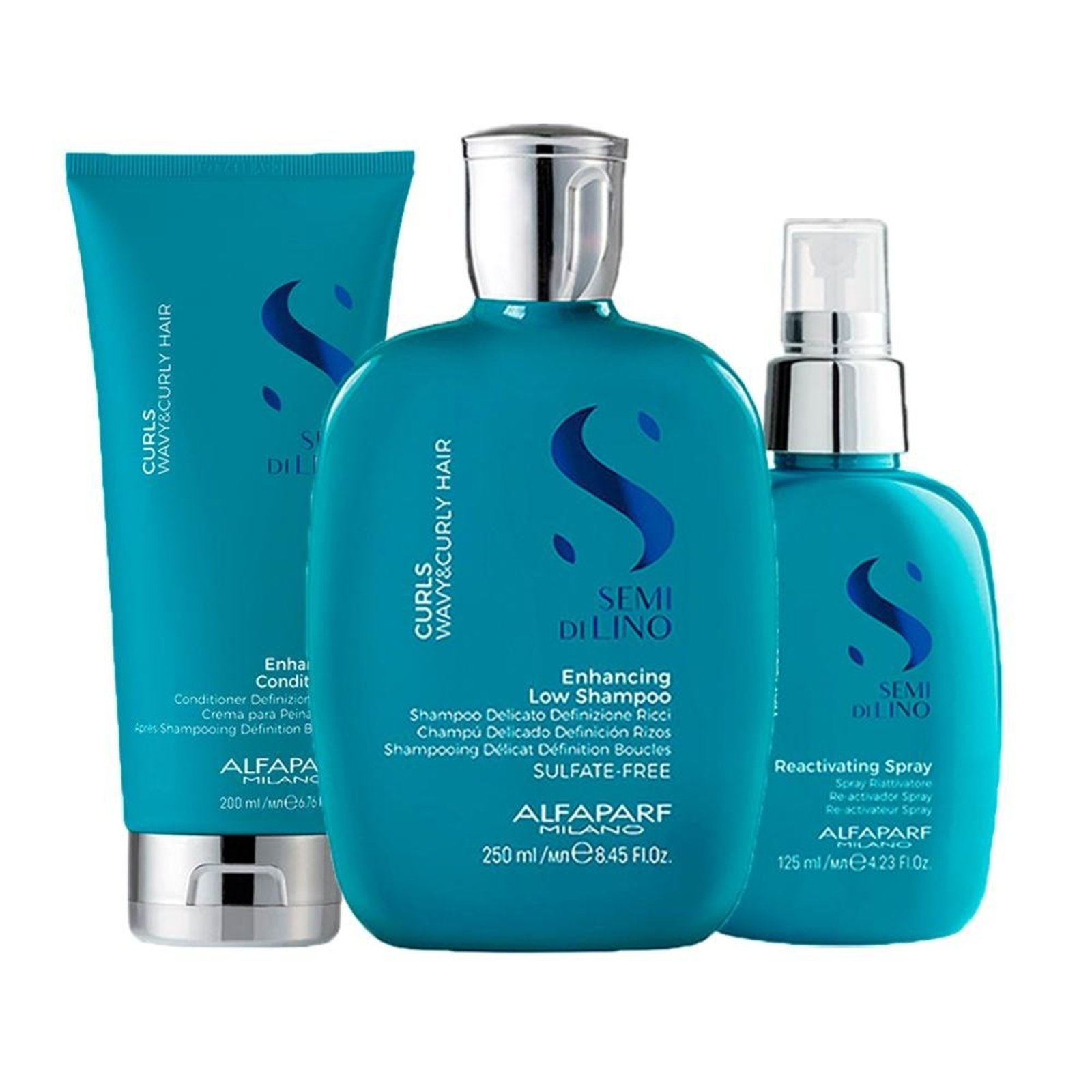 Alfaparf Semi Di Lino Curls Shampoo, Cond e Spray