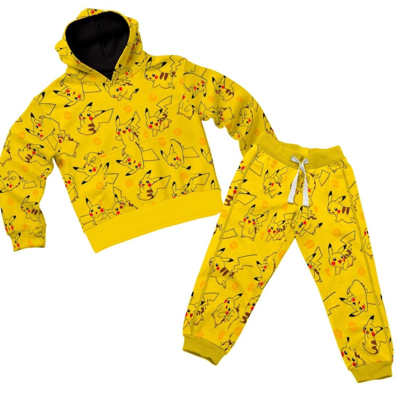 Infantil – Conjunto Moletom Temático Personagens Para o Frio Picachu Amarelo