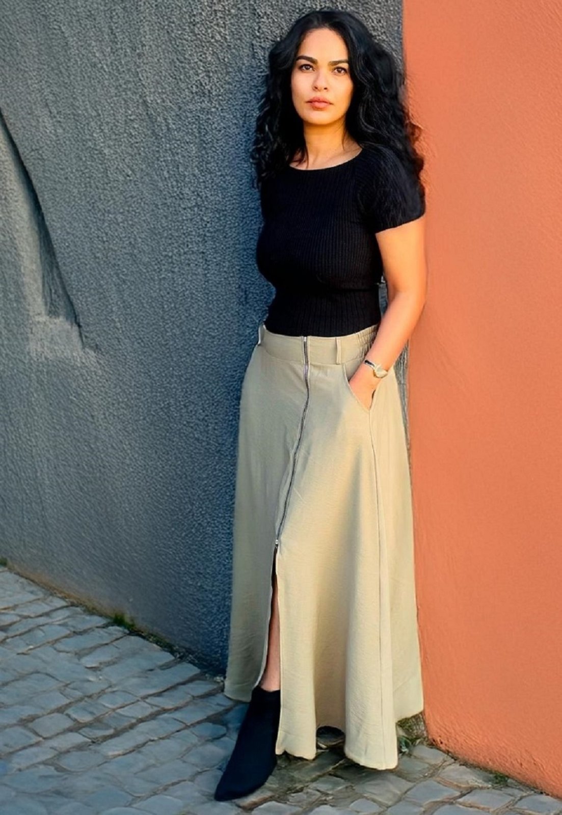 Saia Cabanafree Midi com Zíper Verde