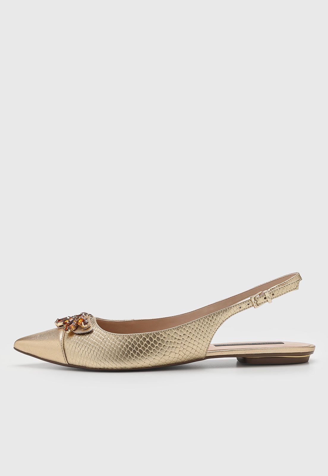 Vista 2 Sapatilha Feminina Jorge Bischoff Slingback Bico Fino Dourada dourado Jorge Bischoff dourado