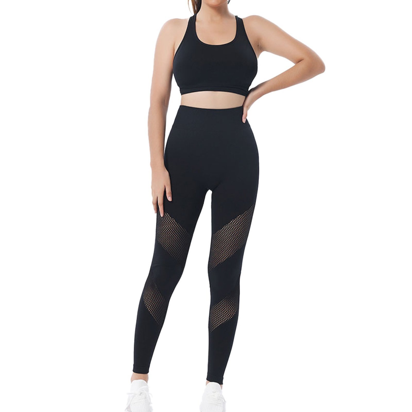 Calça Legging Degradê Academia Fitness Feminina Sem Costura Preto