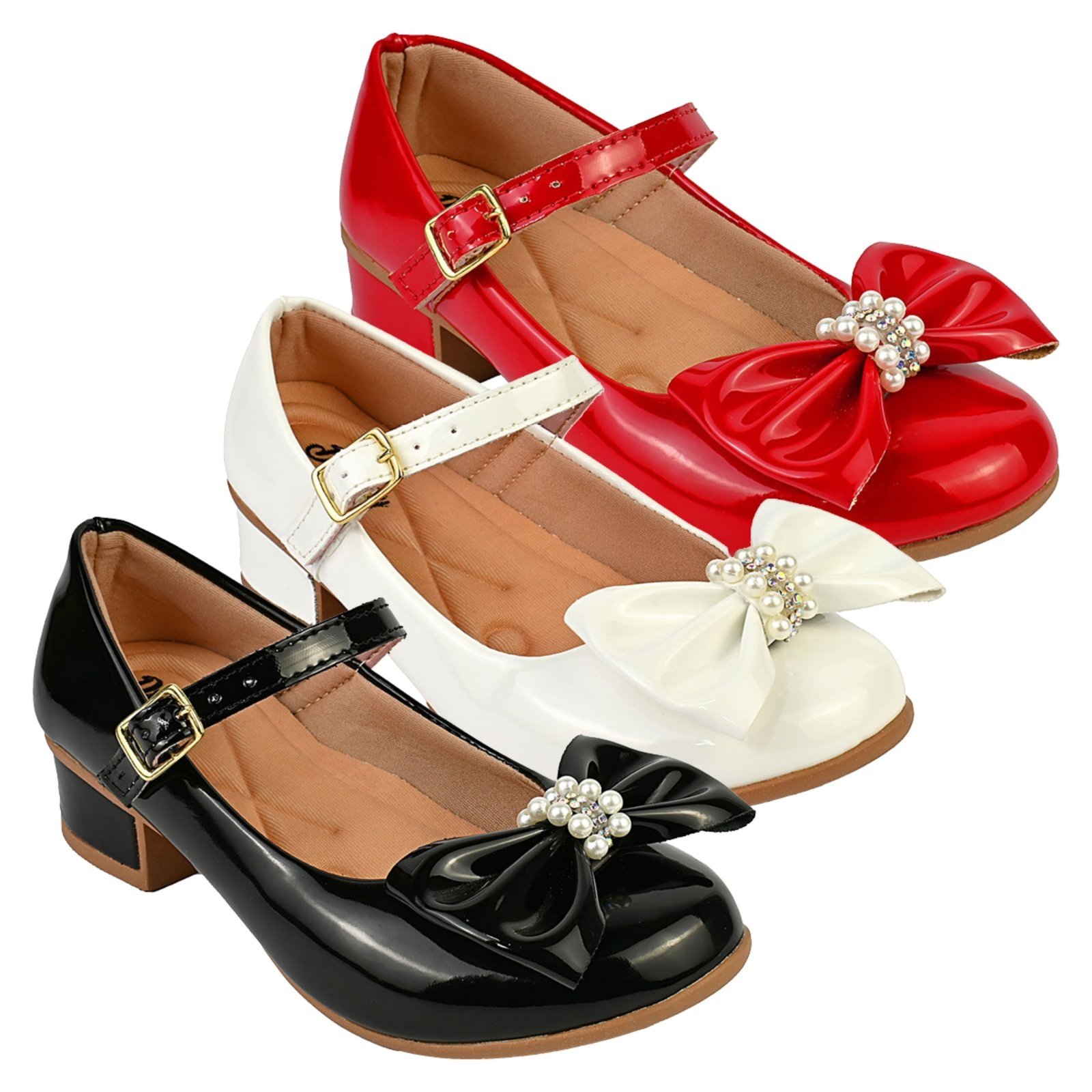 Infantil - Kit Com 3 Pares Sapatilha Feminina De Menina Boneca Do 28 Ao 36 101 - BRANCO E PRETO E VERMELHO 503