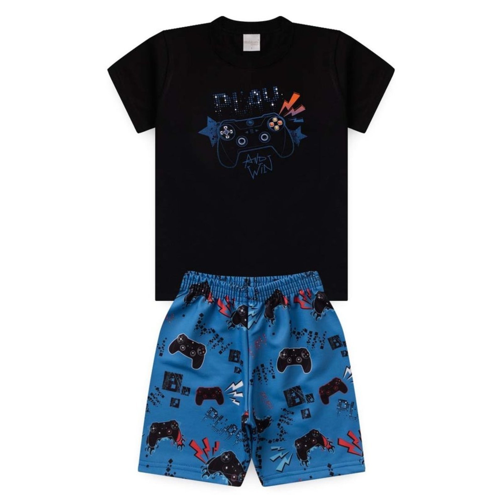 Vista 3 Infantil - Conjunto Curto Menino Blusa e Bermuda Play Molekada preto Molekada preto