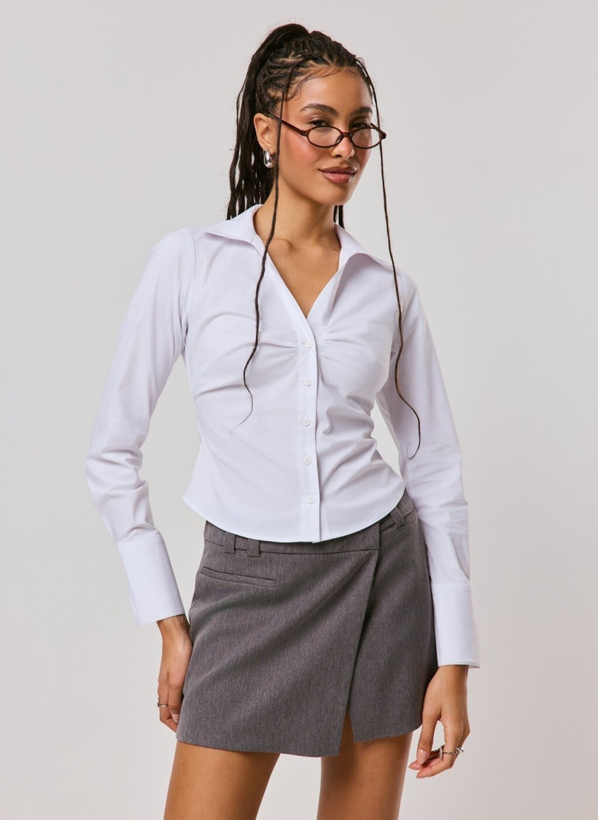 Camisa Manga Longa Busto Franzido