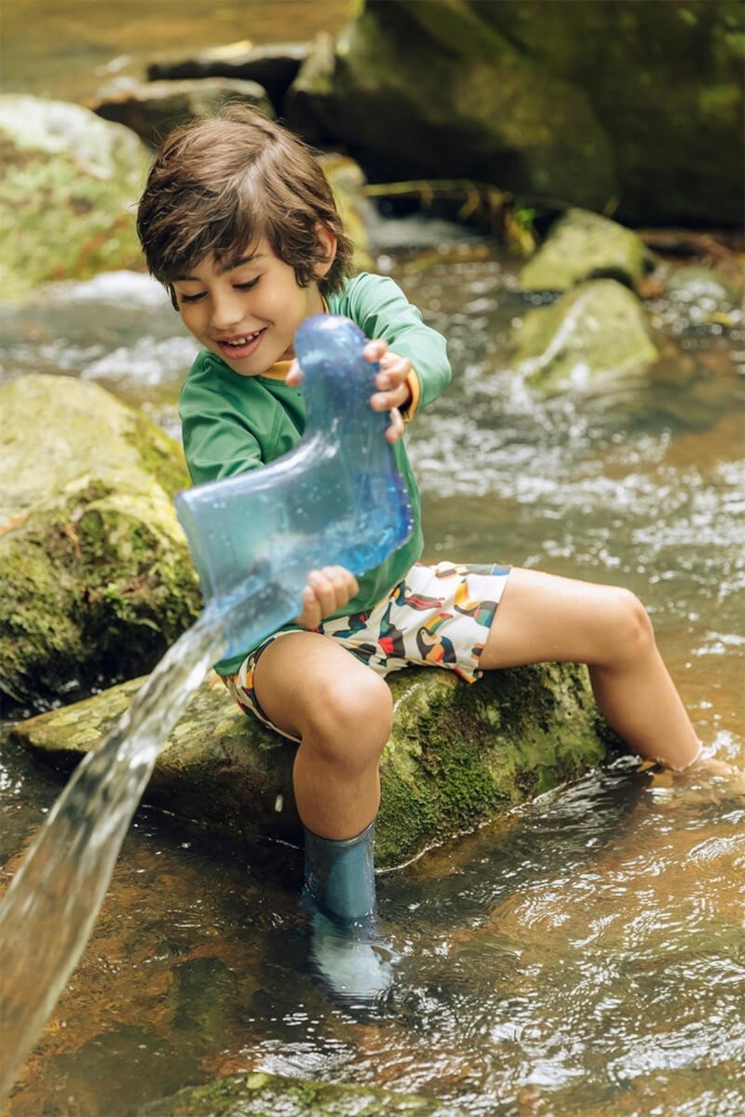 Vista 2 Infantil - Bermuda Menino Microfibra Bugbee + Roarsome azul Bugbee azul