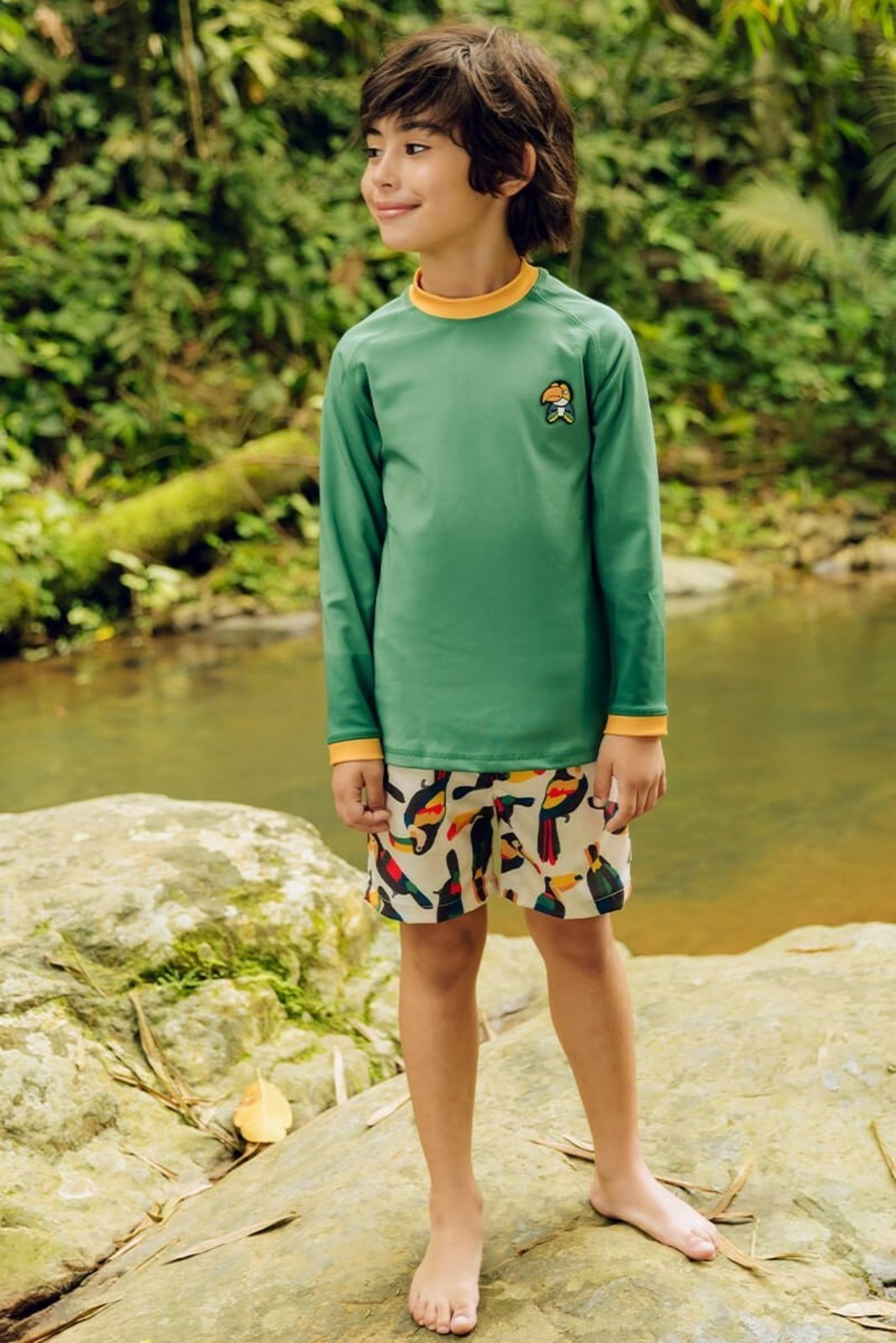 Vista 3 Infantil - Bermuda Menino Microfibra Bugbee + Roarsome azul Bugbee azul