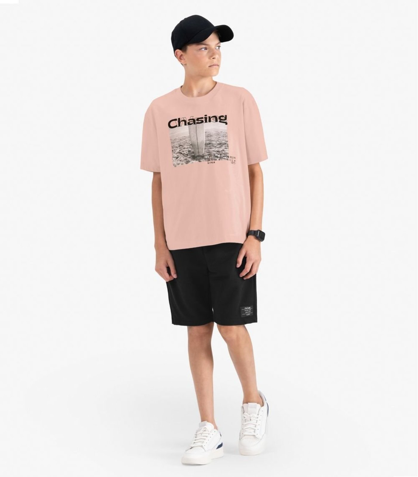 Infantil – Camiseta Juvenil Masculina em Meia Malha Minty Rosa