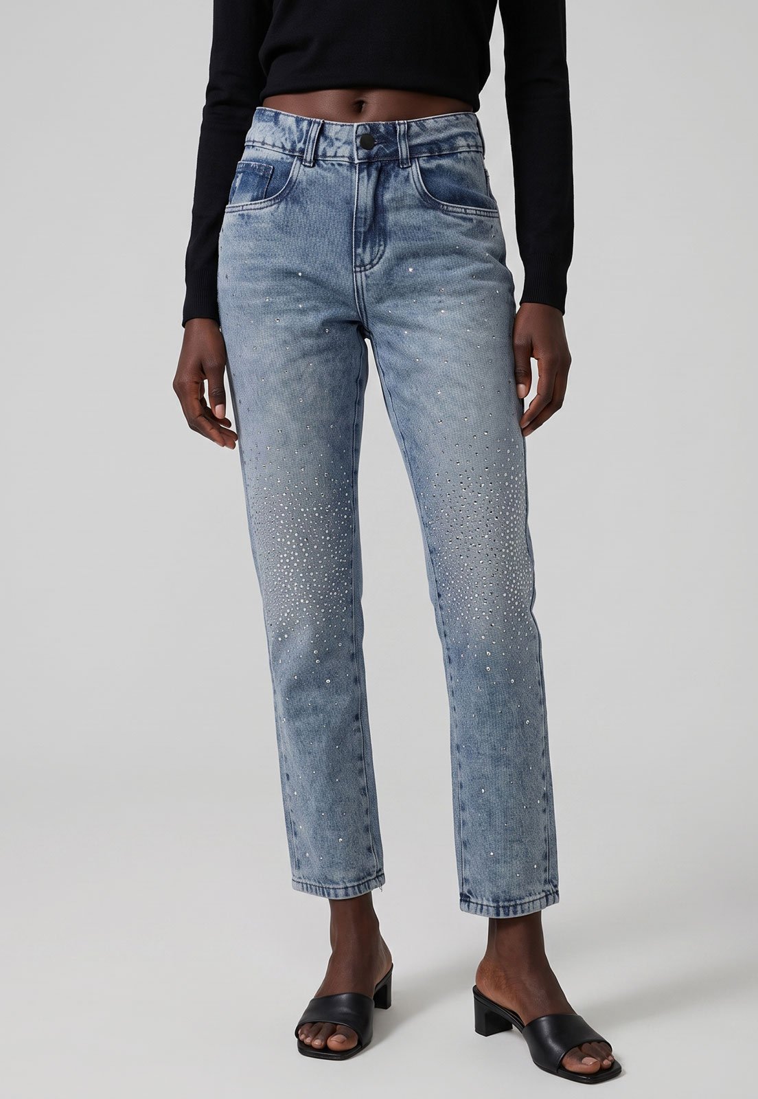 Calça Jeans Feminina Sawary Reta Azul