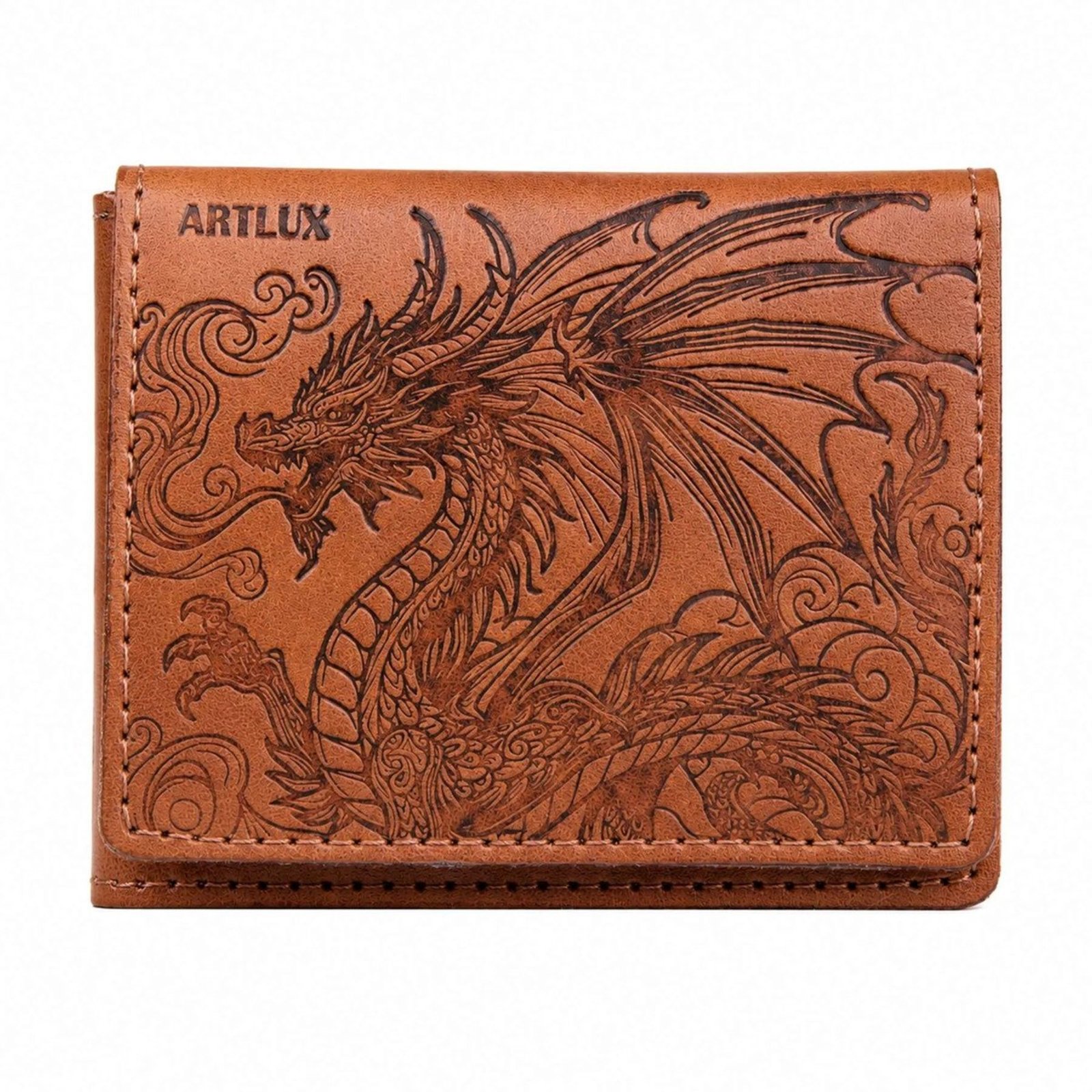 Carteira Trifold Anti Furto Slim Dragon Artlux 3091 Caramelo