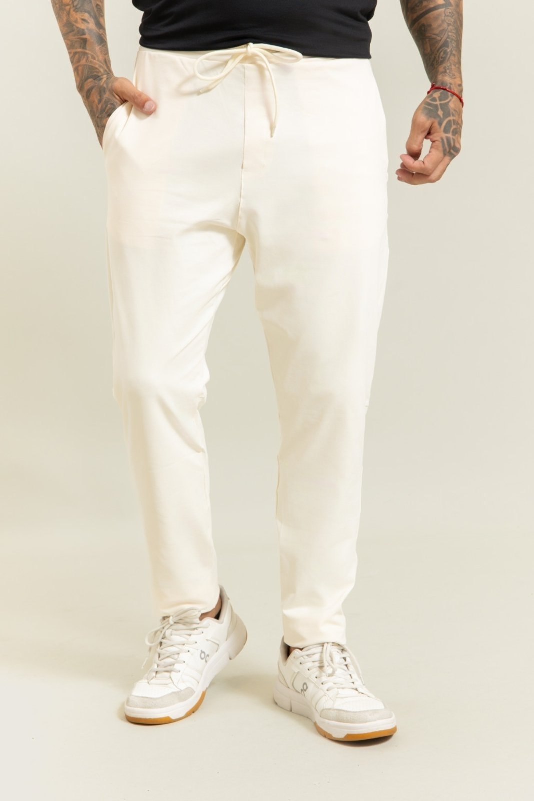 Calça Casual Flexível Masculina em Poliamida na Cor Off-White Dialogo Jeans