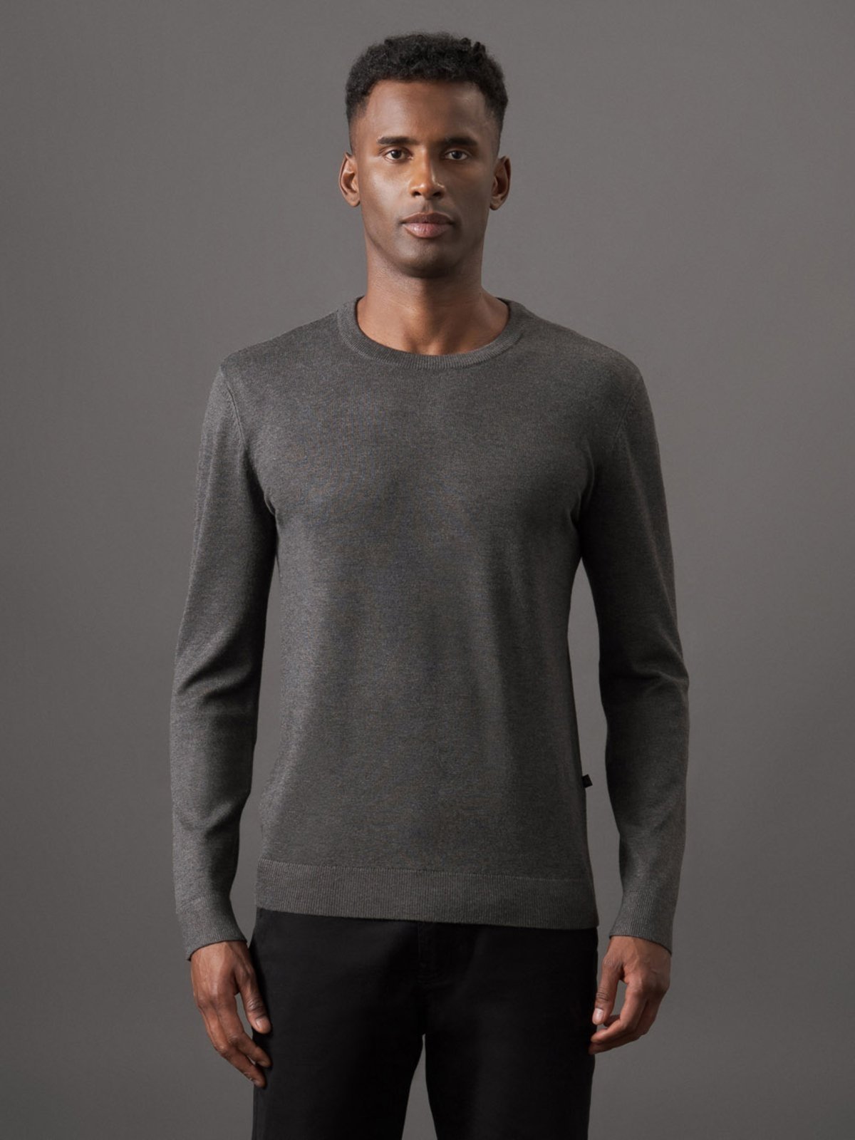Tricô Masculino Gola Careca Viscose Calvin Klein Jeans - Chumbo Calvin Klein Jeans