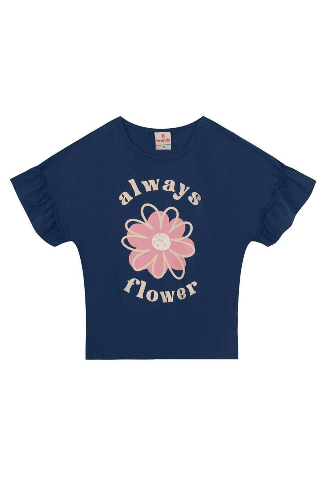 Infantil - Blusa menina de flor com glitter Brandili Azul