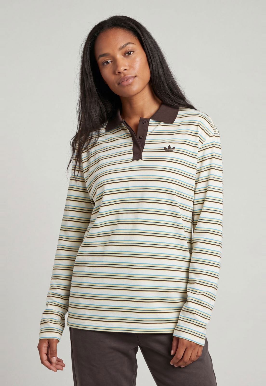 Camisa Feminina adidas Originals Polo Listrada Off-White
