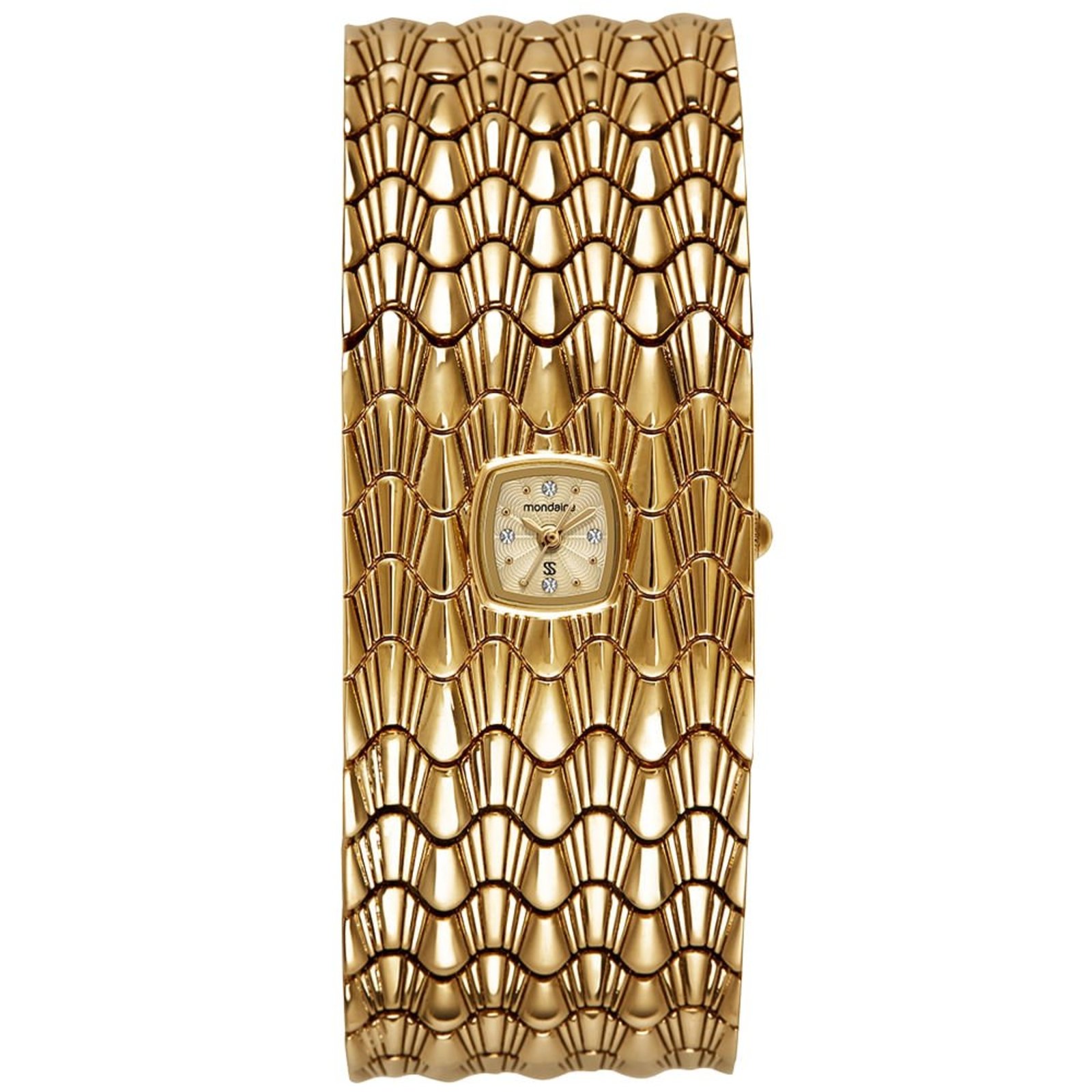 Relógio Bracelete Feminino Analógico Retangular Dourado Mondaine