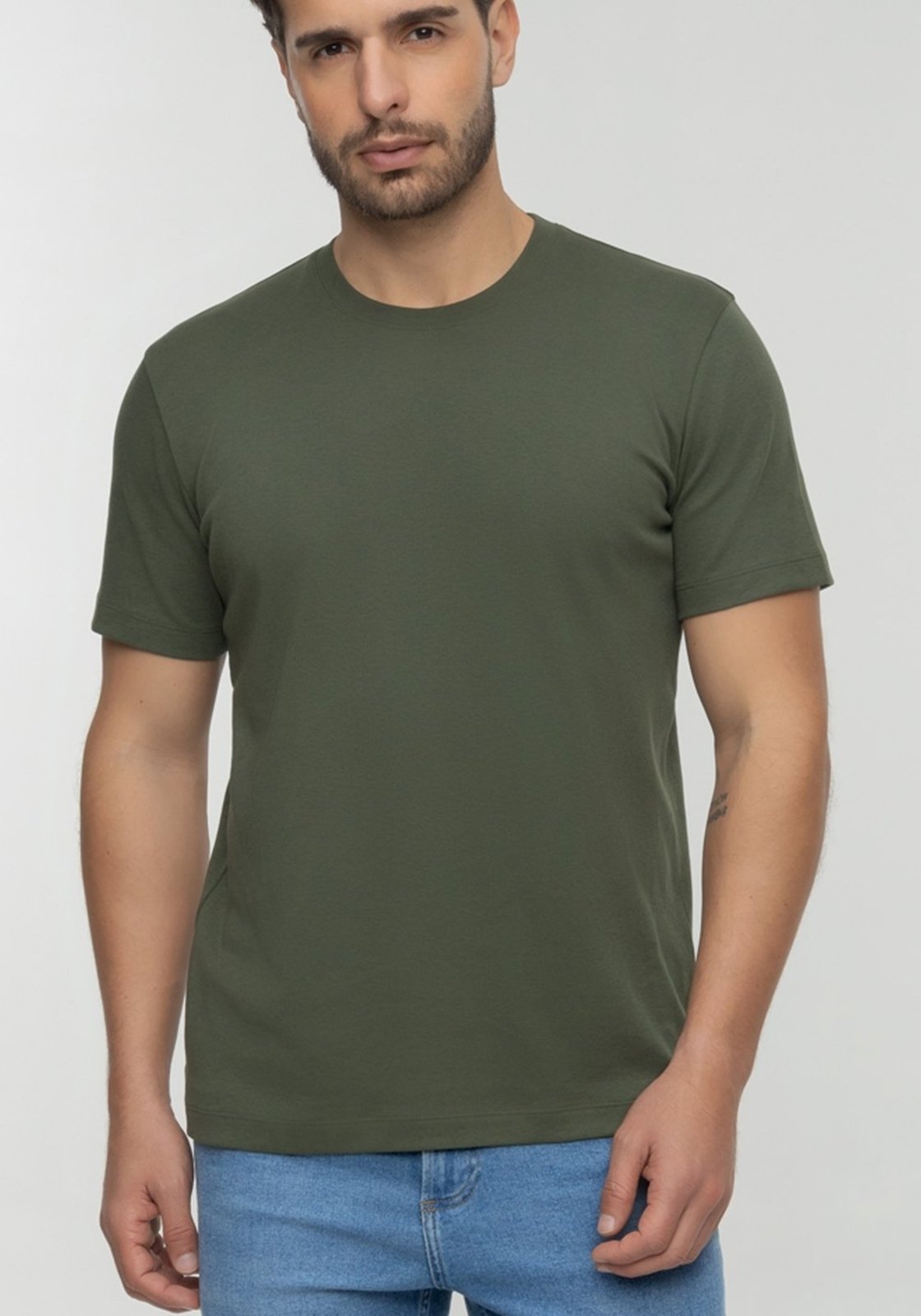 Camiseta Básica De Manga Curta Em Malha Premium Mercerizada