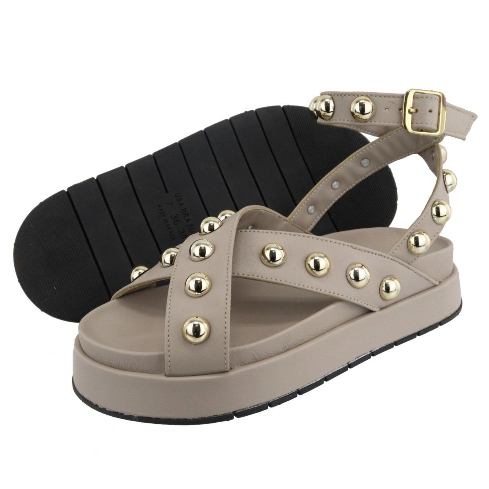 Vista 3 Sandalia Papete Flatform Feminina Bolinhas Off White Sola Alta TELLINI STORE off-white white TELLINI STORE off-white white