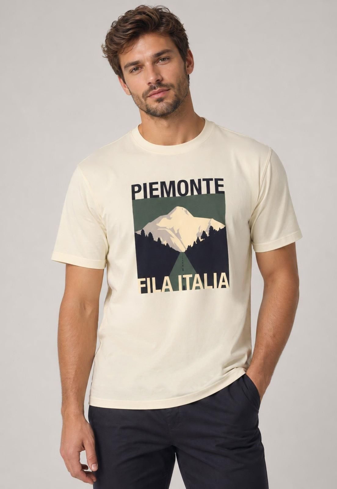 Camiseta Masculina Fila Over Piemonte Creme