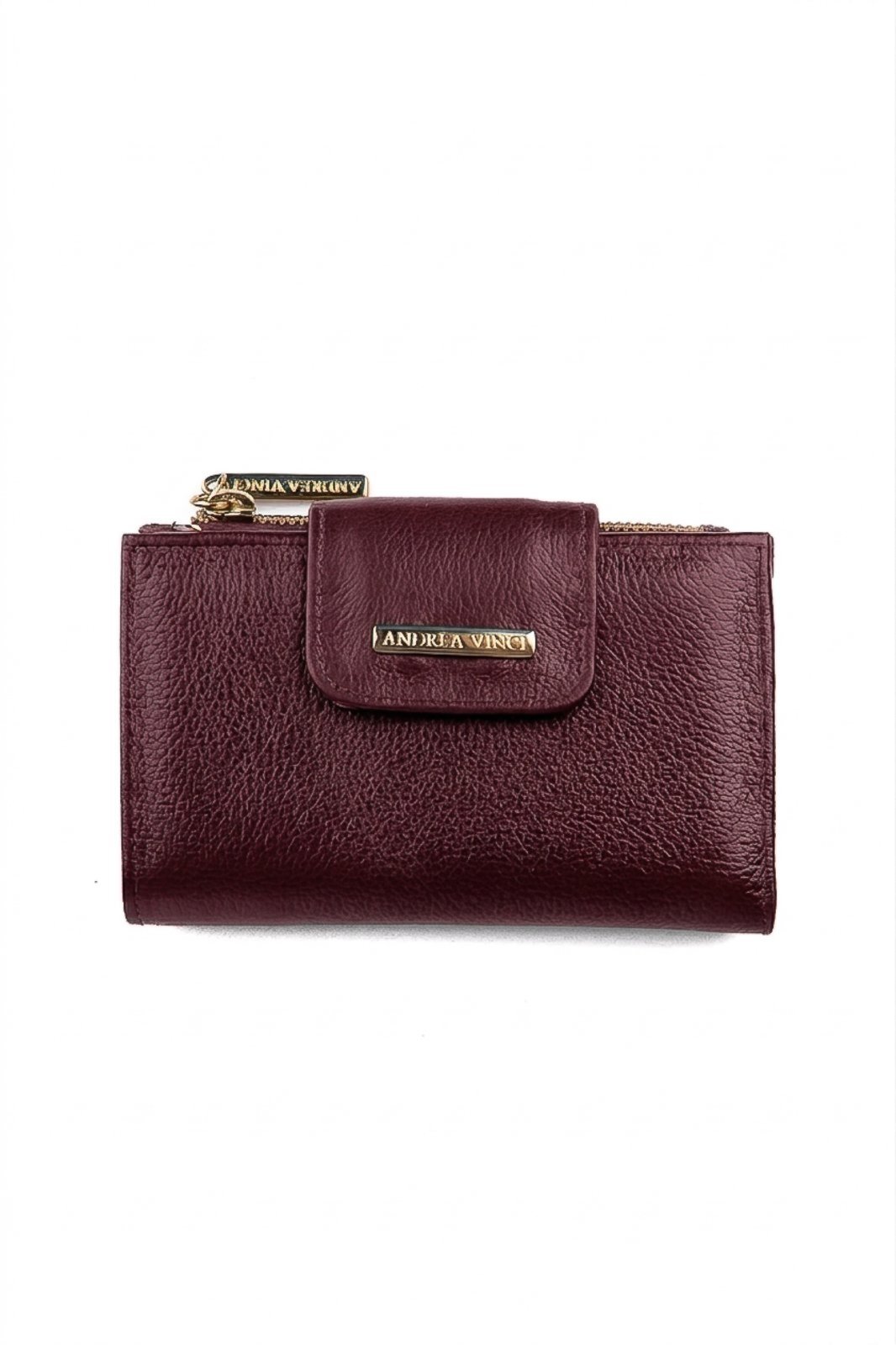 Carteira feminina de couro liso Lanna 10x15,5cm - Marsala