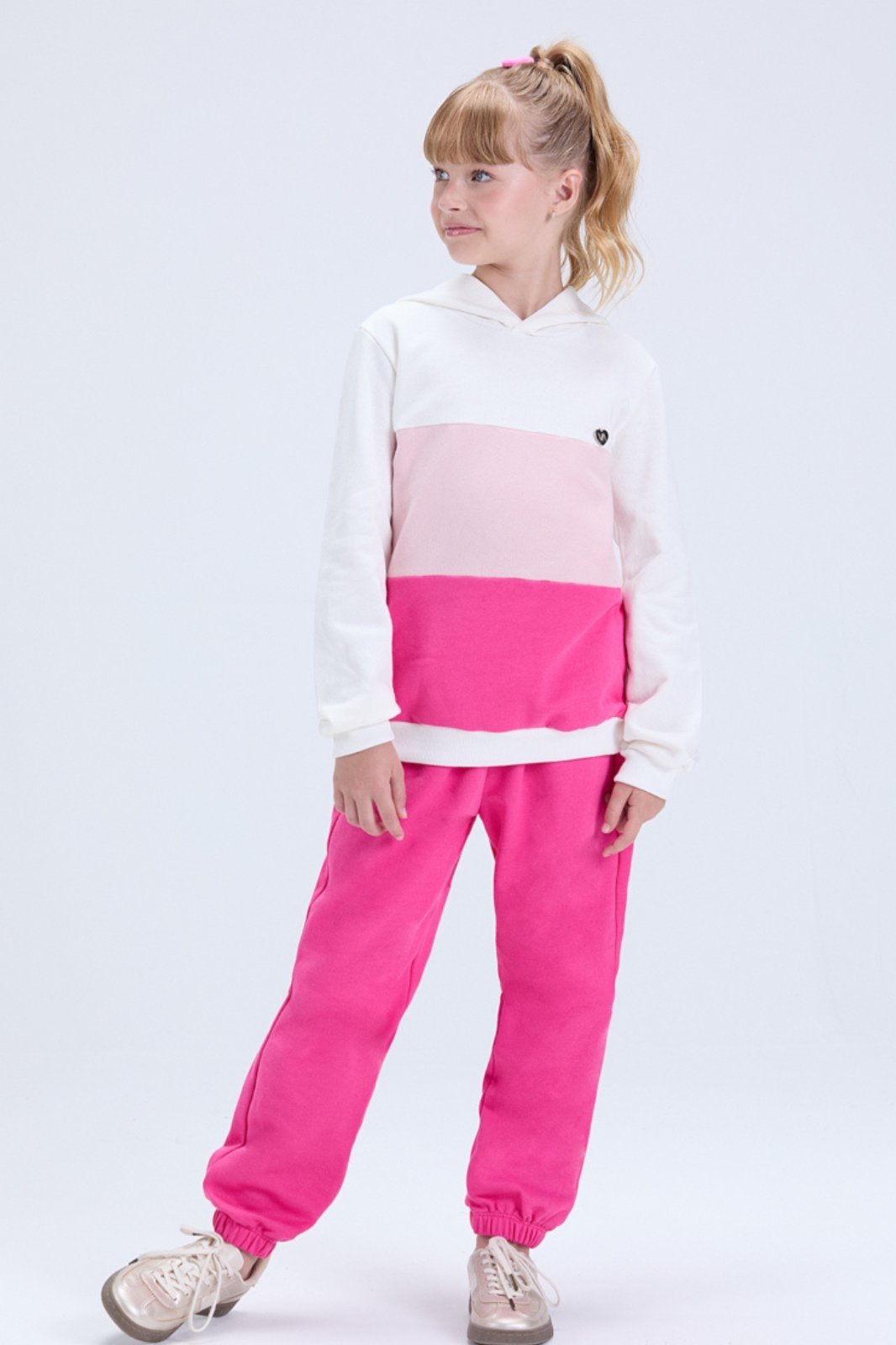 Vista 2 Infantil - Conjunto Moletom Feminino de Inverno Degradê com Capuz VIDA COSTEIRA lilás VIDA COSTEIRA lilás