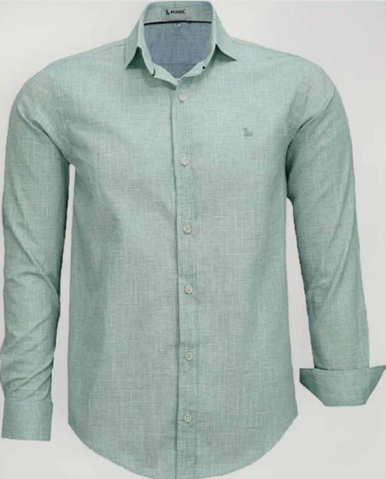Camisa Social Amil Slim Dinasty Mesclado Algodão Macia Manga Longa Luxo Verde