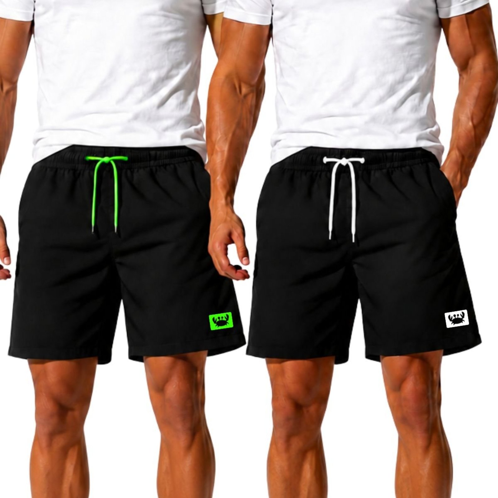 Kit 2 Shorts Tactel Masculino Liso Leve com Bolsos