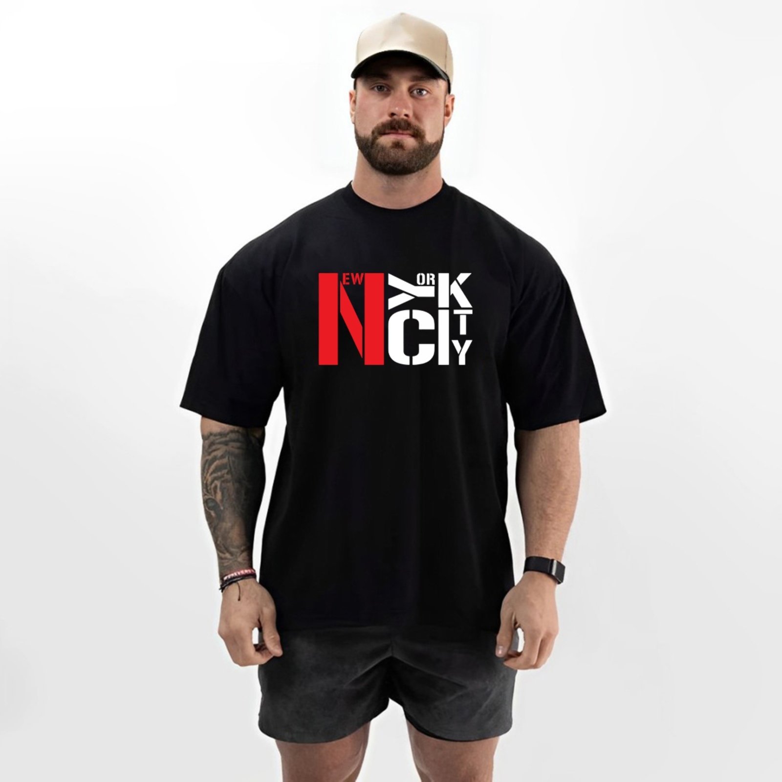 Camiseta Oversized Over Masculina Algodão Academia Preto